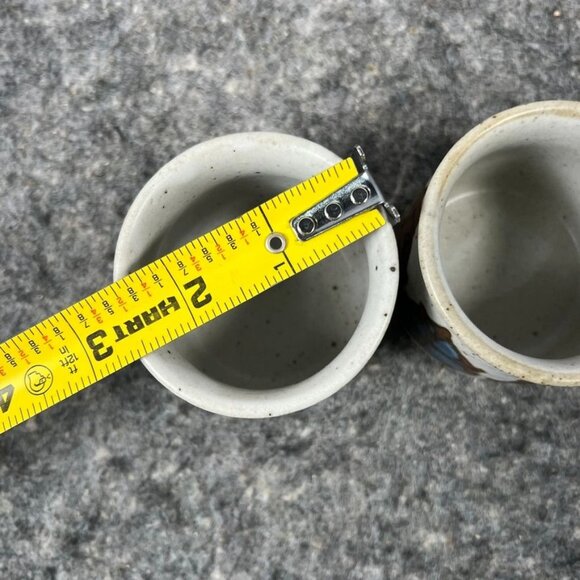 VTG Pair of Otagiri Speckled Leaf Print Japanese Stoneware Tea Cups Stackable - Picture 6 of 11